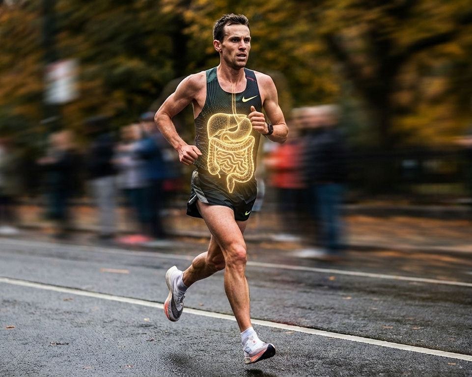 Man running on a road with spectators in the background